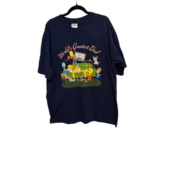 Gildan Other - The Simpsons XL Worlds Greatest Dad Graphic T-Shirt Navy Gildan Cotton Mens